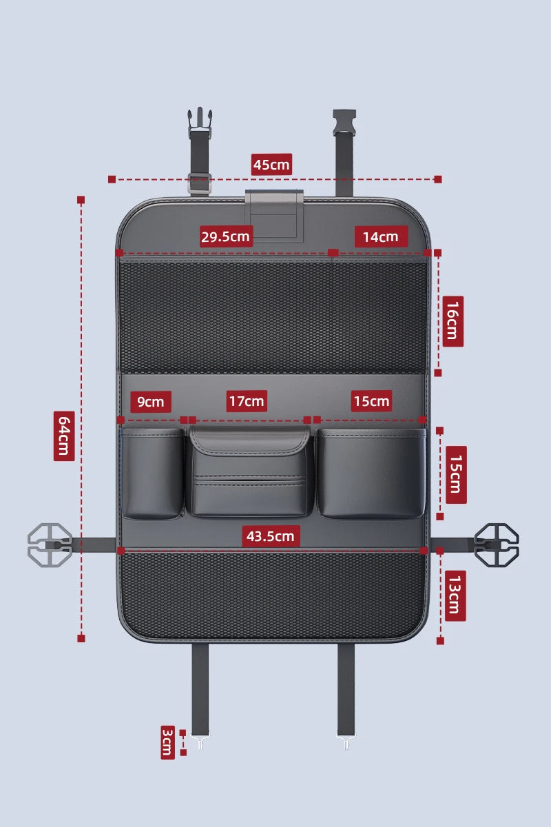 Car Seat Back Storage Bag Large Capacity Multi-Pocket Backseat Organizer Foldable Dining Table Tablet Tray Hanging Bag