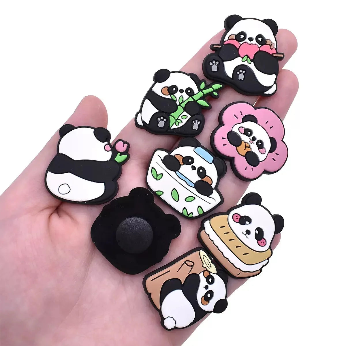 1/20/50/100Pcs Panda Series Shoe Charms Cute animal Shoes Accessories Decoration Clog Sandal Buckle Bithday Holiday Party Gifts