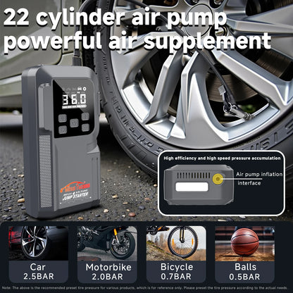 Portable 2000A Car Jump Starter 150PSI Air Compressor 80.6Wh Power Bank Air Pump Tire Inflator Car Ignition Starter Booster