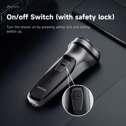 ENCHEN Blackstone Electrical Rotary Shaver for Men 3D Floating Blade Washable Type-C USB Rechargeable Shaving Beard Machine