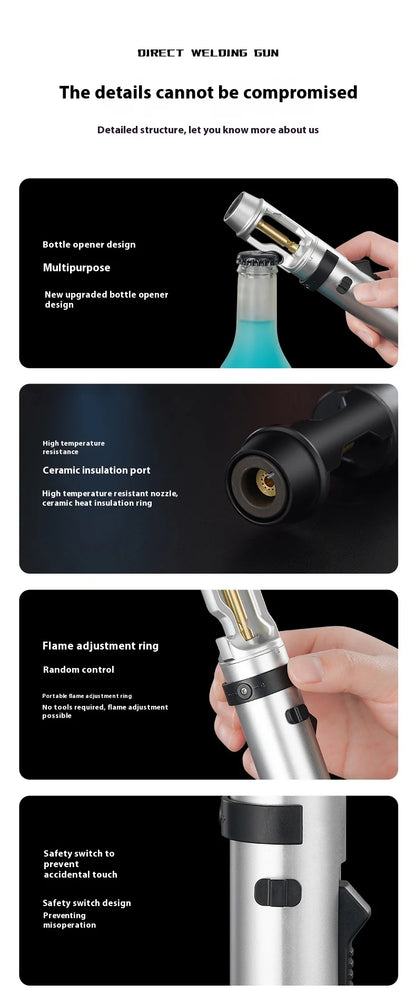 Powerful Metal Gas Lighter Windproof Kitchen Cooking Torch Flame Jet Barbecue Smoking Accessories Cigar Lighters Men's Gift