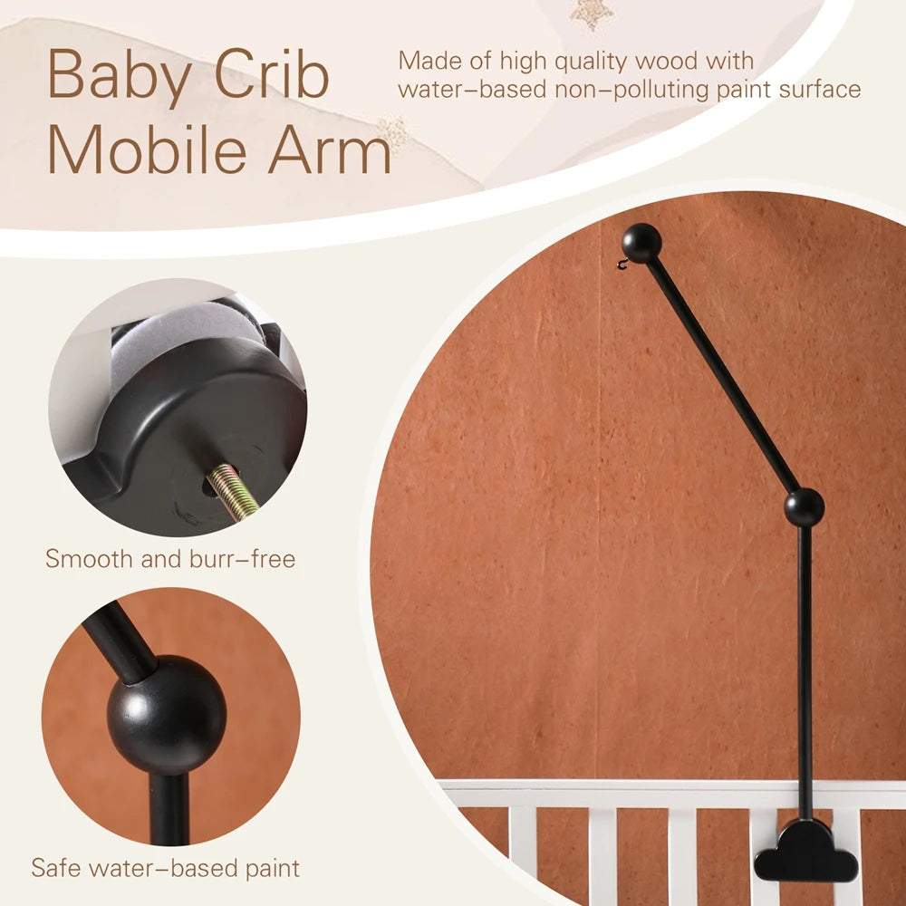 Baby Wooden Bed Bell  Bracket Mobile Hanging Rattles Toys Newborn Music Box Holder Bracket Infant Crib Toy Arm Bracket Baby Gift