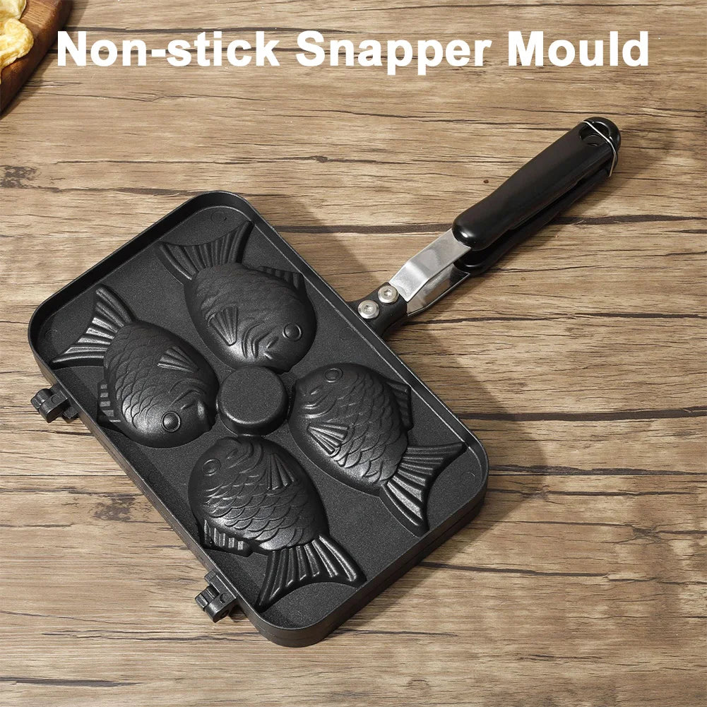 Four Fish Shaped Fry Pan Waffle Molds Aluminum Alloy Taiyaki Cooking Bakeware Waffle Baking  Breakfast Machine Waffle Maker