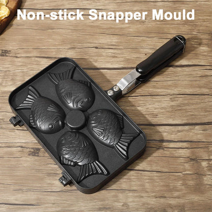 Four Fish Shaped Fry Pan Waffle Molds Aluminum Alloy Taiyaki Cooking Bakeware Waffle Baking  Breakfast Machine Waffle Maker