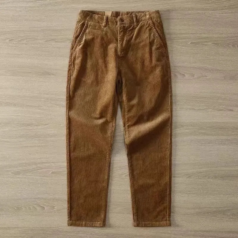 Men's Corduroy Straight Leg Pants Autumn Winter Wear Resistant Dirtproof Outdoor Work Casual Sports Warm Trousers