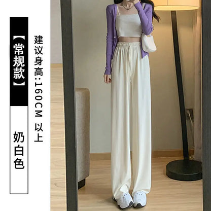 Slimming High Waist Ice Silk Wide Leg Pants for Pear aped Women Casual Summer orts plus Size  pe Comfortable Trousers