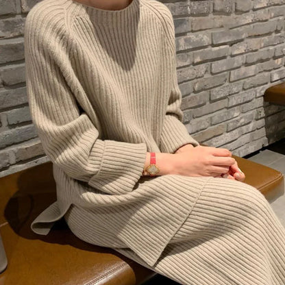 Women Elegant Sweater Suit Elegant Knitted Two Pieces Set Autumn Winter Oversized Pullover and Trousers Suit Female Outfits 2022