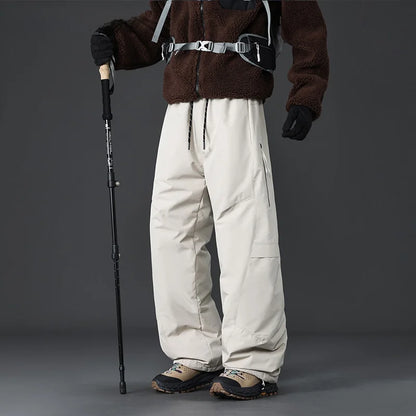 Large Size Winter Outdoor Casual Duck down Thermal Thickened Straight Leg Pants Men's Hiking Trousers Windproof And Cold-resi...