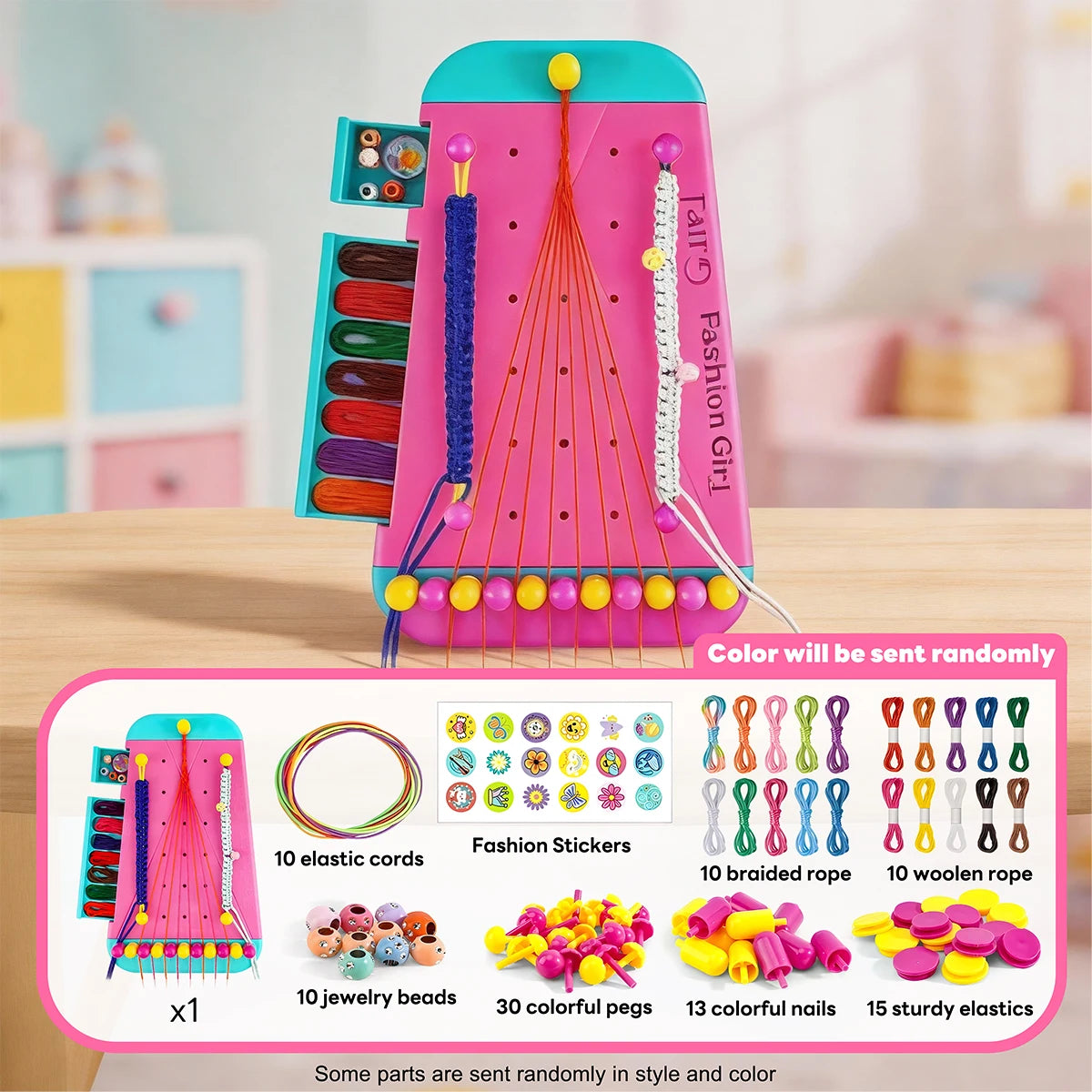 Friendship Bracelet Making Kit with Braiding Board, 2-in-1 Hair Braid & Bracelet Craft Set for Girls, DIY Jewelry Making Toys