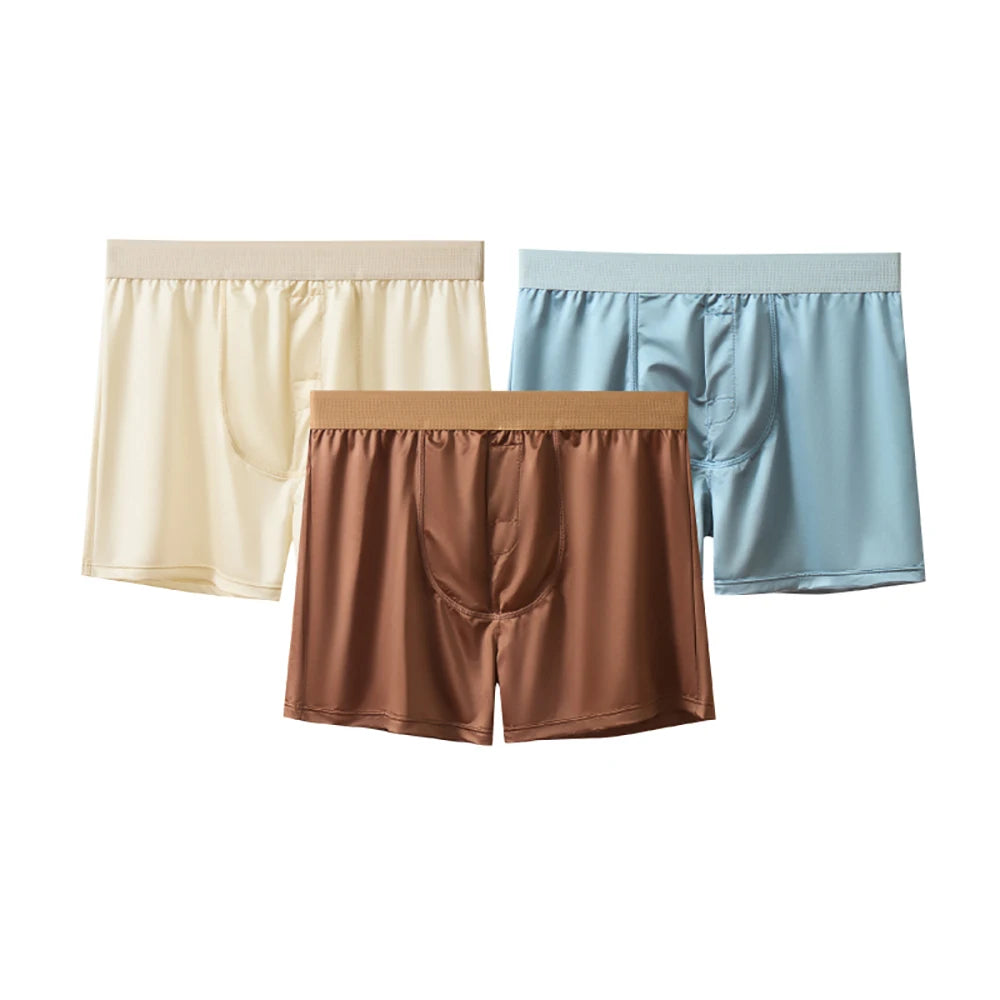 3PCS/Pack Luxury Satin-like Alo Underpants Breathable 10A Antibacterial Silk Mesh Crotch Boxers High Elastic Waistband Underwear