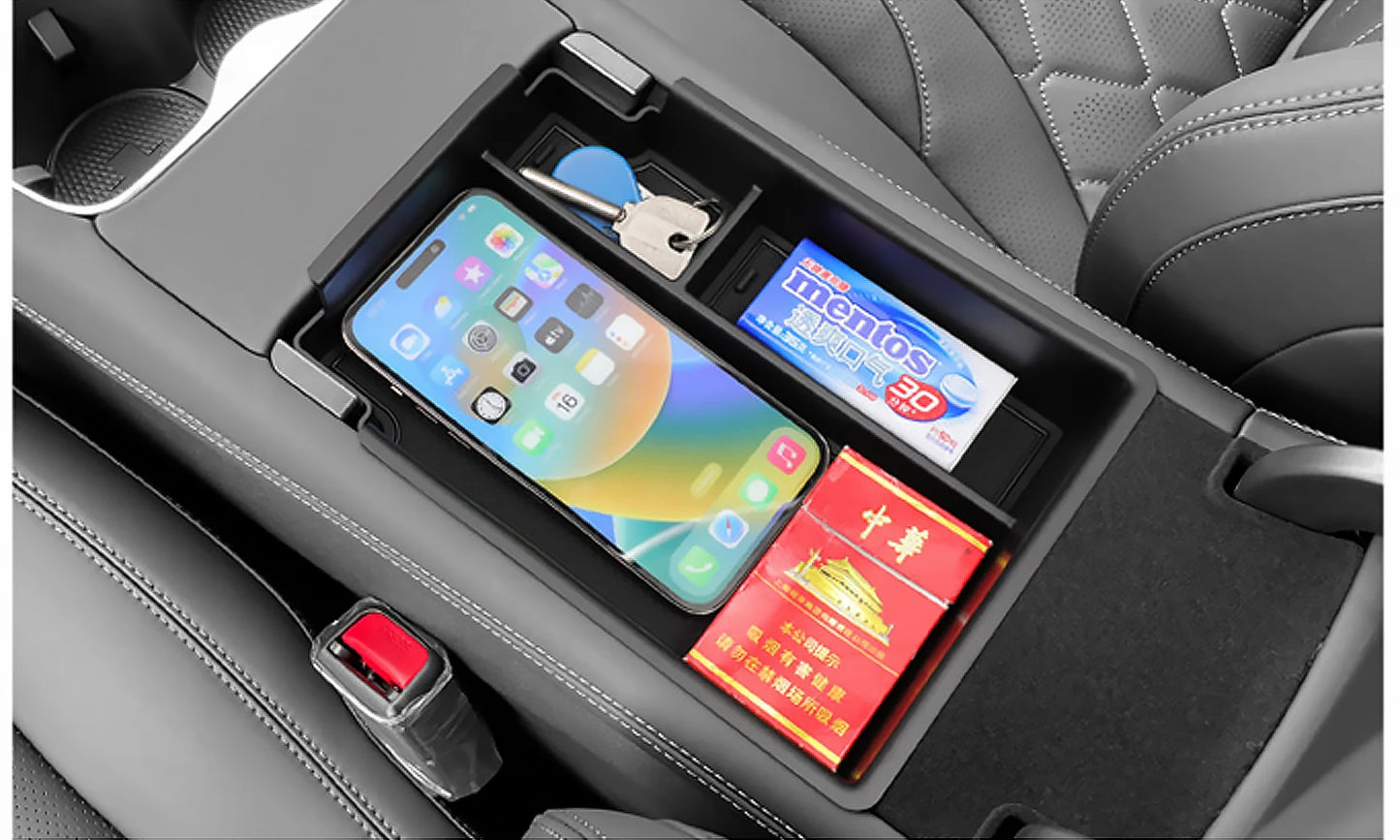 For BYD Sealion 07 2024 2025 Armrest Storage Box Center Console Layered Storage Box Cup Holder Modification Interior Accessories