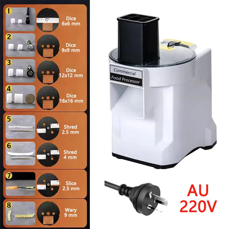 Commercial Dicing Machine K8600 White 3-in-1 Multi-Function Electric Cutter Strips Shreds Slices Dice Radish Potato Vegetables
