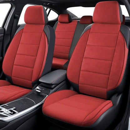 NEW Car Seat Covers Suede and Leather Stitching Seat Covers Universal Size Fit for Car SUV Truck Vans Accessories Interior