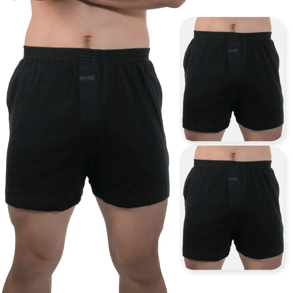 3pcs Mens High Waist Boxers Briefs 100% Cotton Plus Size Sleepwear Elastic Waistband Lounge ARO Pants Home Wear Comfort 50-140kg