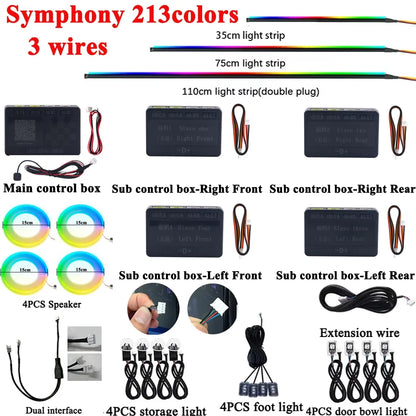 Dual Zone Full Colors LED Ambient Light Accessories Symphony Streamer 3wires 3pins Main control box speakers 35/75/110cm strips