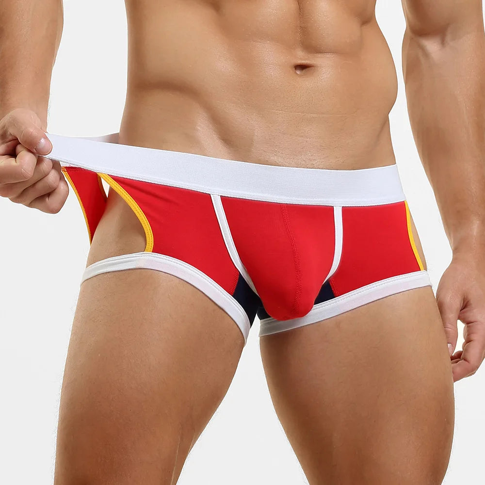 4-Pack SEOBEAN Men's Low-Waist U-Shape Flat Briefs Underwear Trendy Side-Light Design Comfortable Innerwear for Men