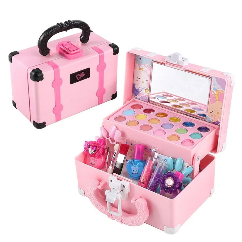 ZK20 Children Makeup Set Simulation Pretend Play Toys Cosmetic Lipstick Nail Polish Bag Educational Toys Birthday Gift for Girls
