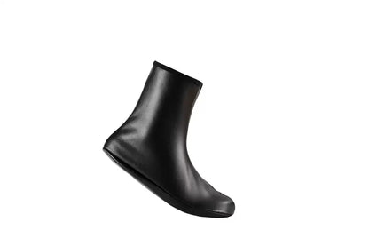 Unisex Zipper Black Winter Stockings Adult Men and Women Middle High Tube Fleece-lined Thick Keep Warm Leather Floor Room Socks