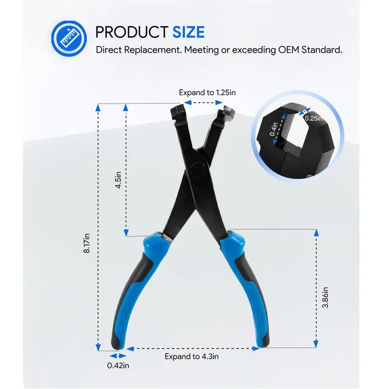 Angled U-Joint Snap Ring Pliers 8'' Fit for Automotive and Medium Duty Trucks, Cars, Equipment, and ATV/UTV,   #70301