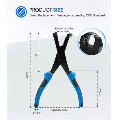 Angled U-Joint Snap Ring Pliers 8'' Fit for Automotive and Medium Duty Trucks, Cars, Equipment, and ATV/UTV,   #70301
