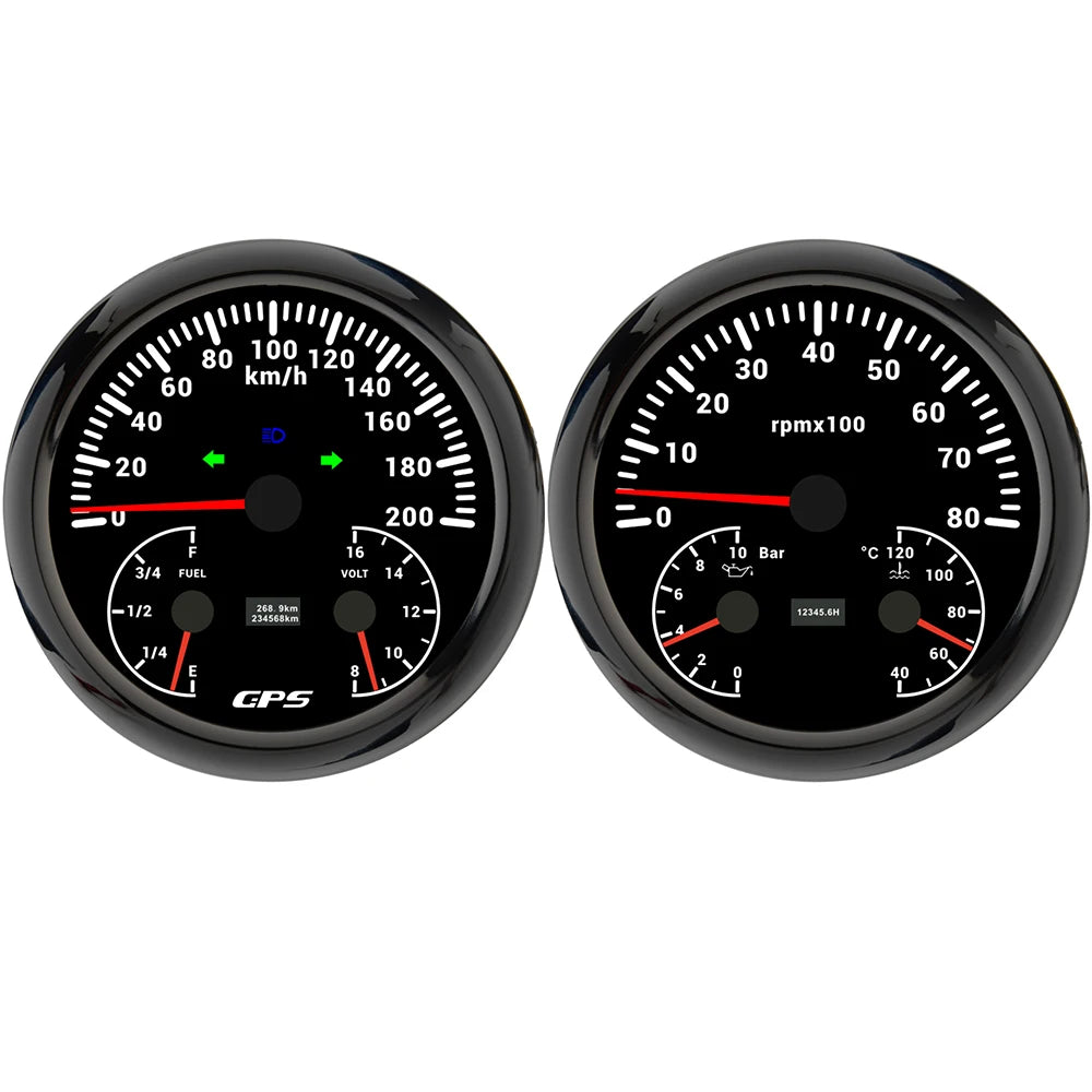 ELING 110mm Car 3in1 Multifunctional GPS Speedometer 120K 200K with Tachometer with Oil Pressure Water Temp Fuel Level Voltmeter