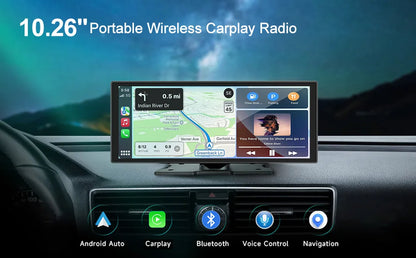 XIMA X10Plus Portable Wireless CarPlay and Android Auto Car Radio Multimedia  Stereo Audio GPS Navigation Dashboard  Mirrorlink