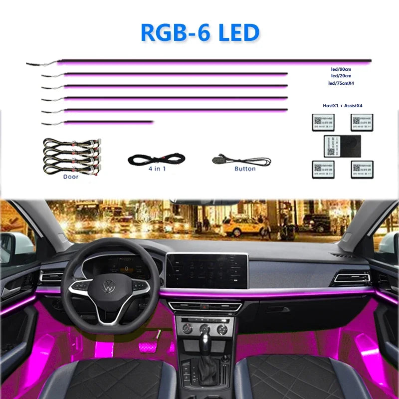 For BMW Only Neon Car Ambient Lights Full 213 Colors Streamer RGB LED Interior Hidden Ergonomic Strip For F10 F20 F30 G20 G30