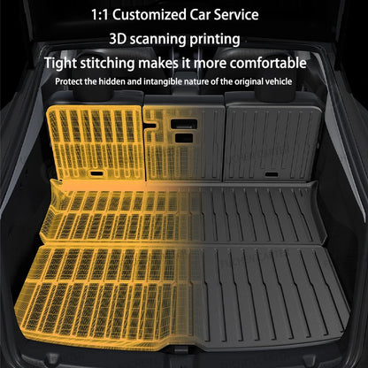 For Tesla Model Y Juniper 2025 2026 TPE Car Front Rear Trunk Mat Waterproof Wear-resistant All Weather Trunk Mats Backrest Mats