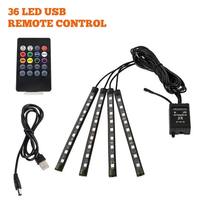 Neon Led Car Lights Strip Ambient Light Auto Wireless Remote Music APP Control RGB Atmosphere Decorative Lamp Auto Accessories