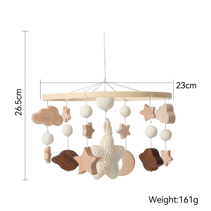 Baby Wooden Bedbell Bracket 0-12 Months Bed Bell Bracket Wooden Mobile Newborn Crochet Bed Bell Hanging Toys Newbaby Rattle Toys
