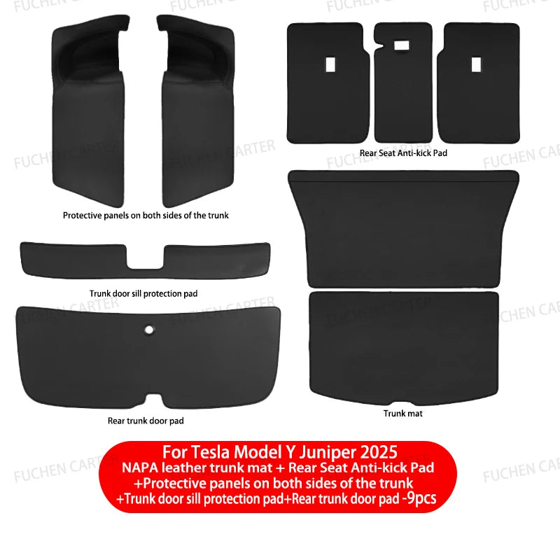 For Tesla Model Y Juniper Trunk Mat Full Coverage Trunk Both Side Guards Seat Backrest Protective Pad Cargo Liner Anti Dirty Mat