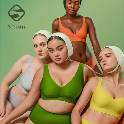 SUJIIN Plus Size Seamless Bra Sets for Women 2025 Push Up Wireless Minimizer Bras Lady Anti-sagging Bralettes for Large Breasts