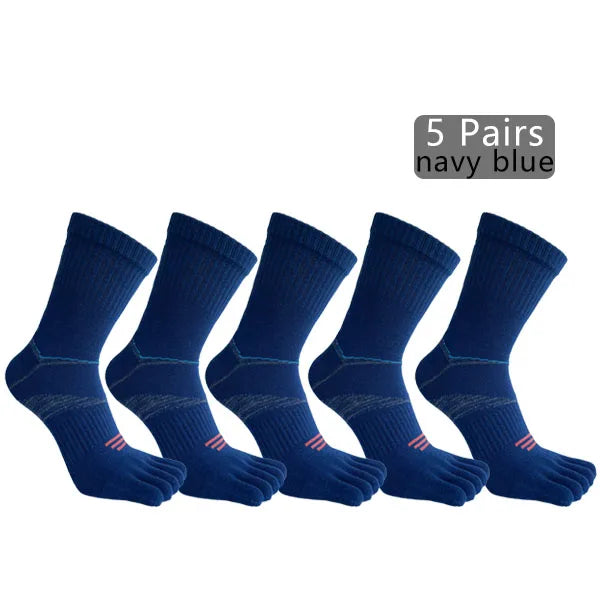 1/5 Pairs Athletic Sport Socks Toe Fitness Compression Sweat-Absorbing Bicycle Outdoor Hiking Five Finger Short Socks 4 Seasons