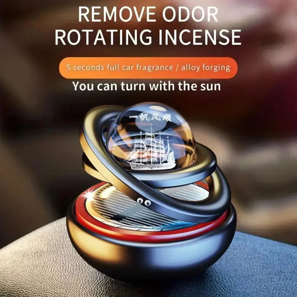 Automotive solar power 360° rotating perfume diffuser Air Freshener Original Perfume ornaments car Interior Accessories