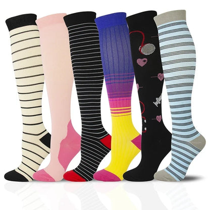 3/5/6 Pairs Compression Socks Exercise Mountaineering Running Sports Socks Elastic Medical Blood Circulation Swelling Nurse Sock