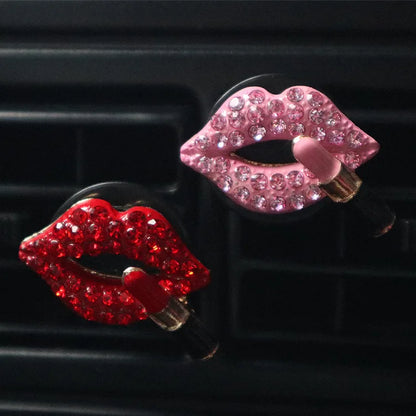 Car Perfume Clip Creative Diamond  Female Lipstick Heart Fragrance Car Air Outlet Freshener Vent Clip Air Freshener