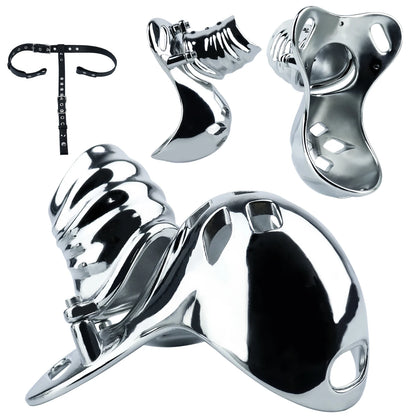 FRRK Metal Chastity Device Bondage Gear Power Control Sex Tool for Couple Sexual Enhance Cock Cage BDSM Cuckold Adult Man Needs