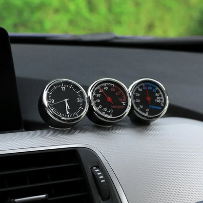 Mini Car Thermometer & Hygrometer, Creative Interior Ornament, Practical Beautiful Self-adhesive Decor, 1/2PCS Car Accessories