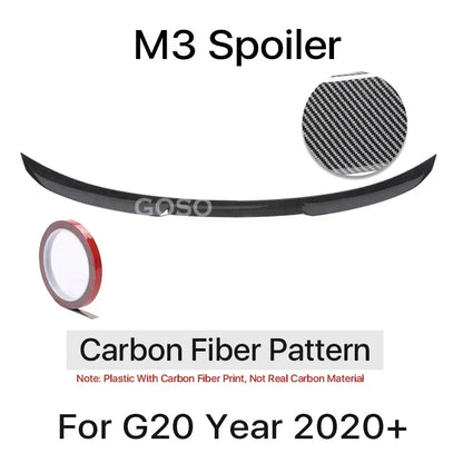Carbon Fiber Rear Bumper Spoiler Lip For BMW 3 Series G20 2020-2023 MP M3 M4 PSM Style Slim Trunk Wing Kit Refting Gloss Black