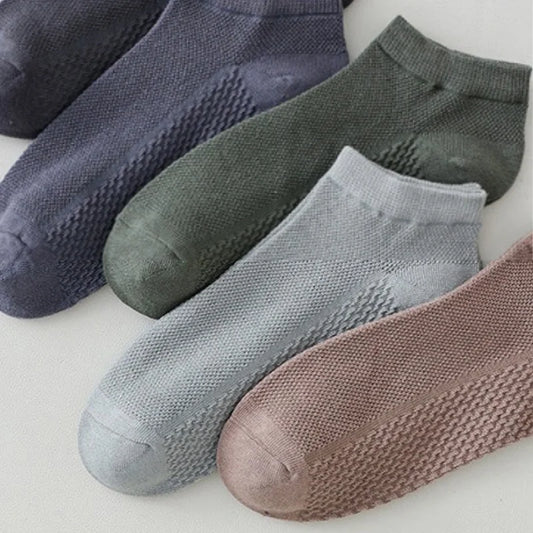1/4/7 Pairs Men's Mesh Breathable Ankle Socks & Crew Socks - Lightweight Cotton Low Cut No Show Socks for Sports, Spring Summer