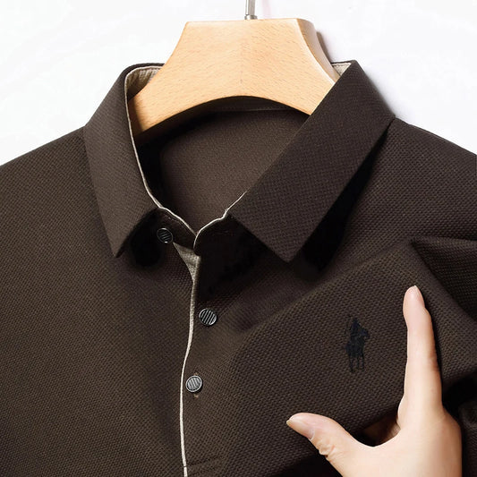 Light Luxury 202 Paul Men's Polo Shirt Long Sleeved T-shirt Casual Daily Lapel Sweatshirt Base