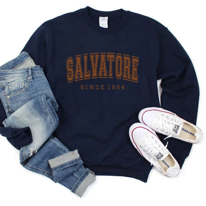 2025 Salvatore Since 1864 Sweatshirt Mystic Falls Hoodie Vampire Diaries Jumper TVD Damon Stefan Crewneck Sweatshirt Fans Top