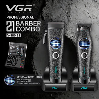 VGR Hair Trimmer Professional Brushless Motor Clipper Hair Cutting Machine Adjustable Charging Base Hair Trimmer for Men V-880