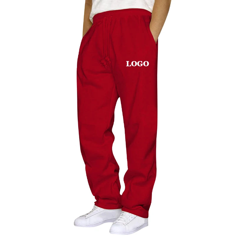 Customized Straight Leg Jogger Pants Men Autumn Winter Personality Printed Thicken Sweatpants Pocket Trousers Streetwear S - 5XL
