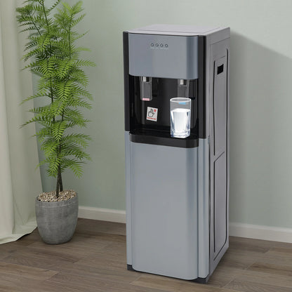 5 Gallon Bottom Loading Water Dispenser, Built-in Heating and Cooling System, Freestanding Water Cooler for Home, Office and Living Room Use