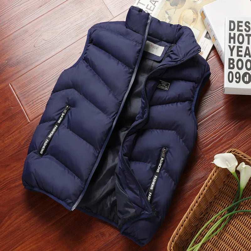 Outdoor Thickened Men's Cardigan Vest Spring Autumn Winter Casual Loose Large Size Outerwear Zipper Closure Hiking Waistcoat Men