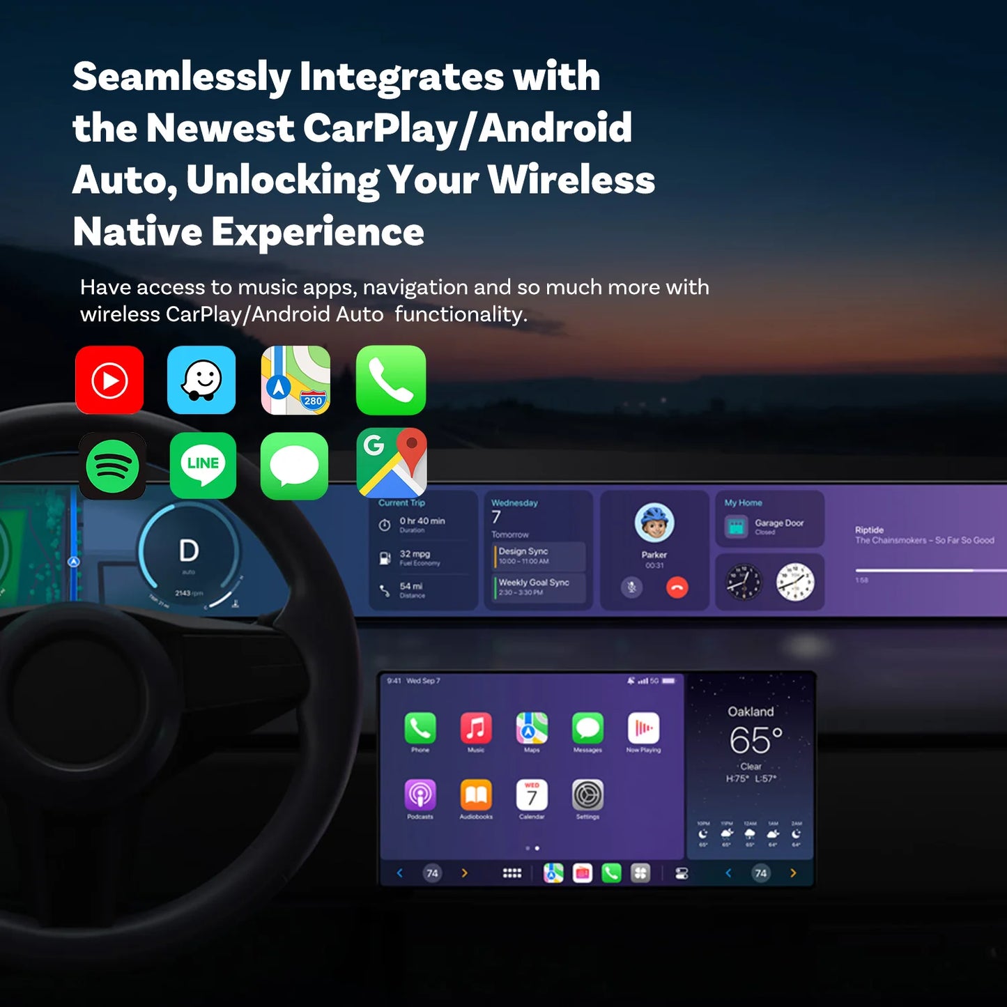 OTTOCAST NEW Mini Wireless CarPlay Android Auto Wireless Adapter Plug And Play WiFi Fast Connect Dongle For Toyota Audi Benz