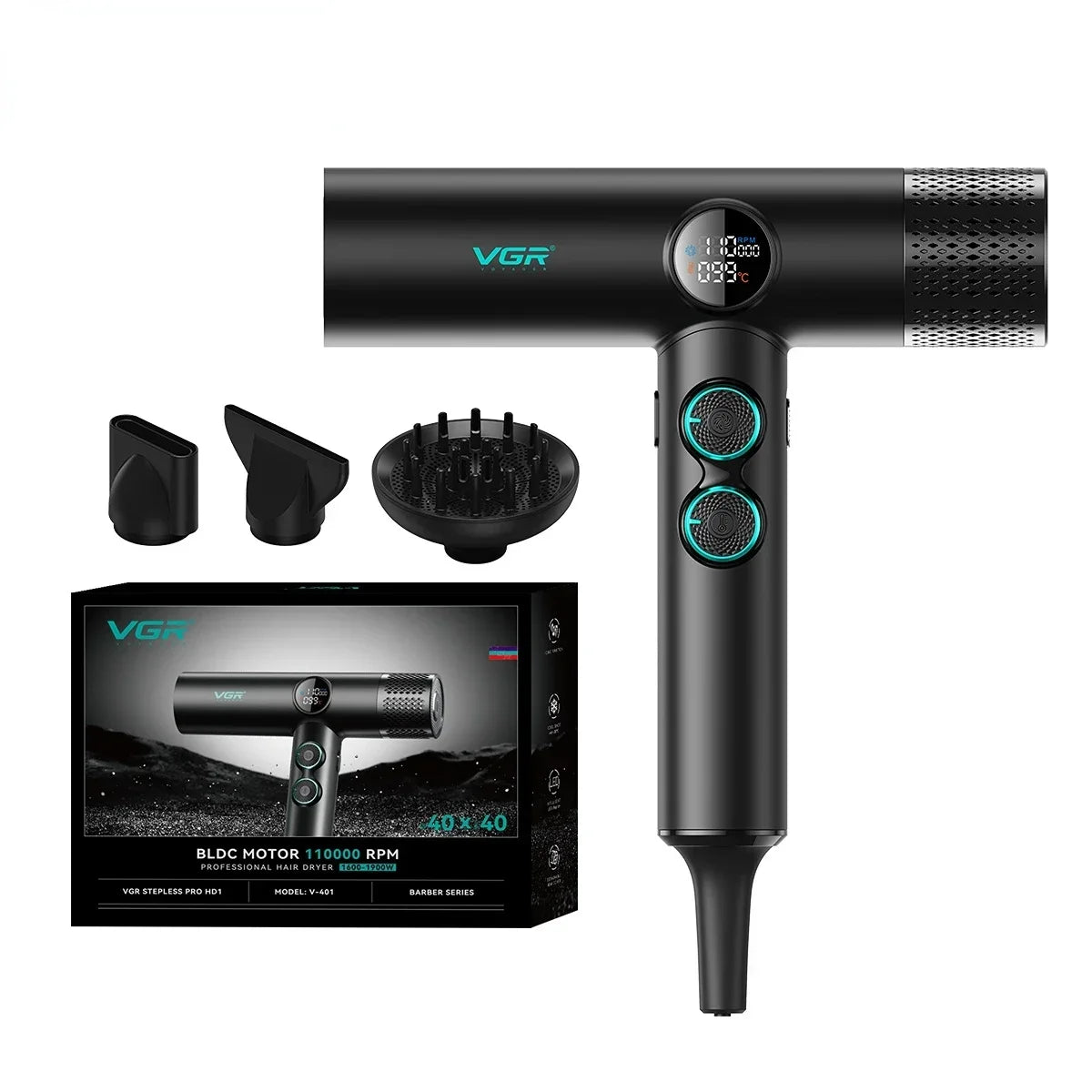 VGR Hair Dryers Professional Air Blower 110000 RPM Hair Dryer Bldc Motor Hair Dryer Machine Hair Salon for Household Use V-401
