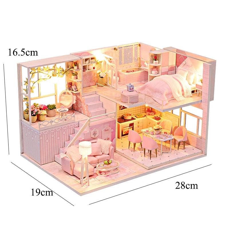 DIY Doll Houses Kits 3D Wooden Puzzles Mini Doll House Assembly Building Furniture Handmade Toys For Xmas Birthday Gifts