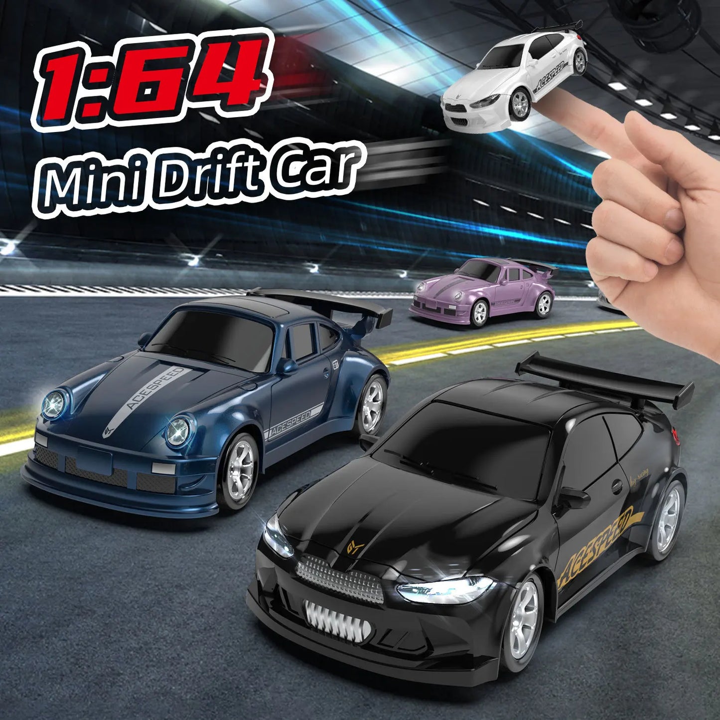 New 4WD 2.4GHZ RC Simulation Mini Drift Car Palm Racing Model Desk Toys 1/64 Scale Remote Control Car Gift for Children Boys.